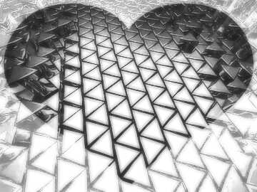 FX №215202 3D abstract geometric volumetric triangle light metal background Heart love fractal