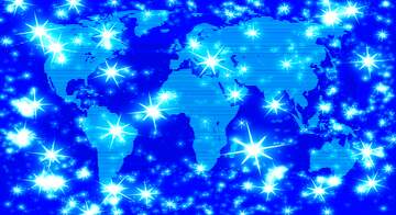 FX №215677 World map blue twinkling stars night pattern