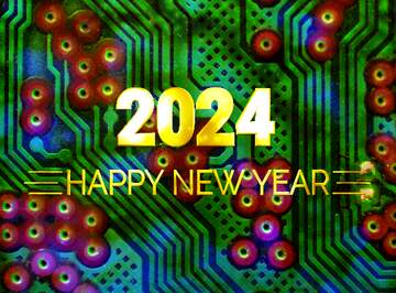 FX №215474 circuit electronic board lines pattern happy new year 2024 computer background
