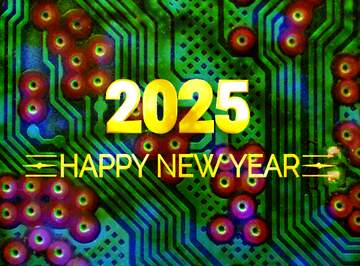 FX №215474 circuit electronic board lines pattern happy new year 2025 computer background