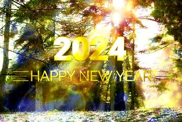FX №215468 Snowy winter forest light Shiny happy new year 2024 background twinkling stars