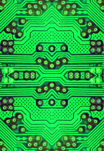 FX №215532 circuit electronic board micro chip green lines pattern