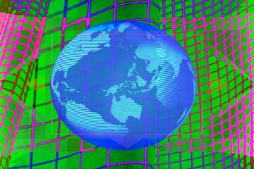 FX №215963 Net grid green pattern background Modern global world earth concept planet symbol dark blue