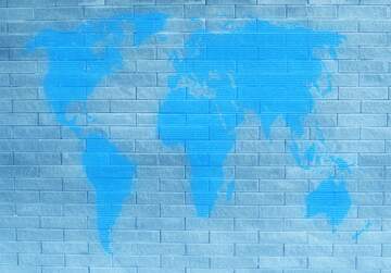 FX №215695 gray brick wall texture World map concept global network line
