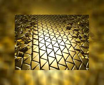 FX №215108 3D abstract geometric volumetric triangle gold metal background dark Fuzzy Border Frame