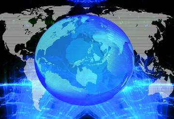 FX №215975 World map blue background concept global network line composition global business Modern global...