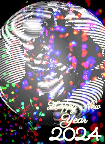 FX №215918 Modern global world earth concept planet symbol Christmas Futuristic Greetings Happy New Year 2024
