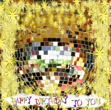 FX №215222 Disco ball lamp gold stars 3d frame happy birthday card
