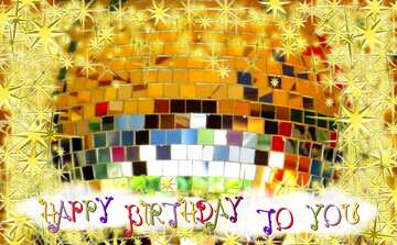 FX №215223 Disco ball music dance lamp gold stars 3d frame happy birthday card