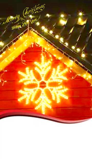 FX №215254 Christmas hut lights fragment red curved border card