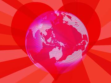 FX №215893 Modern global world earth concept planet symbol Love Rays Red Background Card