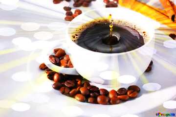 FX №215451 A drop of coffee cup  sunlight rays background