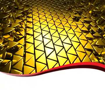 FX №215091 3D abstract geometric volumetric triangle gold metal background Ribbon Red Border Card Blank