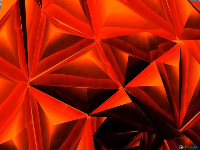 3D abstract geometric volumetric triangle hot orange metal background Polygon №54502