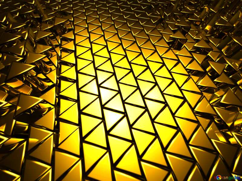 3D abstract geometric volumetric triangle gold metal background dark Blur Frame №54502