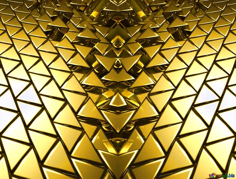 3D abstract geometric volumetric triangle gold metal background Futuristic Generated Pattern №54502