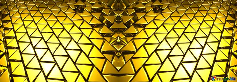 3D abstract geometric volumetric triangle gold metal background Pattern Card Banner №54502