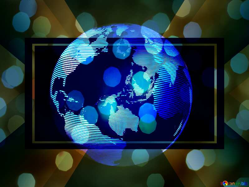 Modern global world earth concept planet symbol Christmas Bokeh Lights Background Template №54515