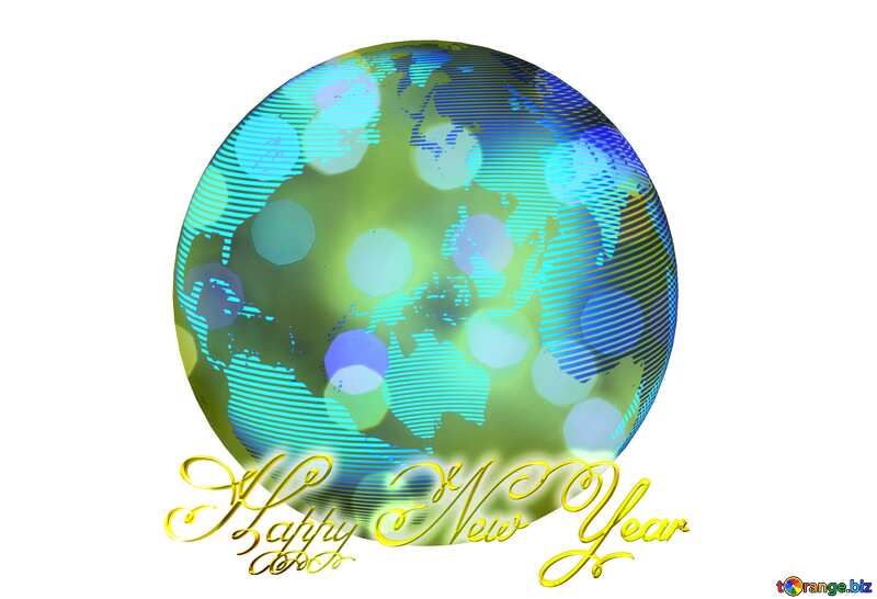 Modern global world earth concept planet symbol Happy New Year bokeh №54514