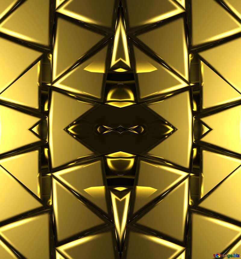 3D abstract geometric volumetric triangle gold metal background Futuristic Cell Pattern Tech Technology №54502