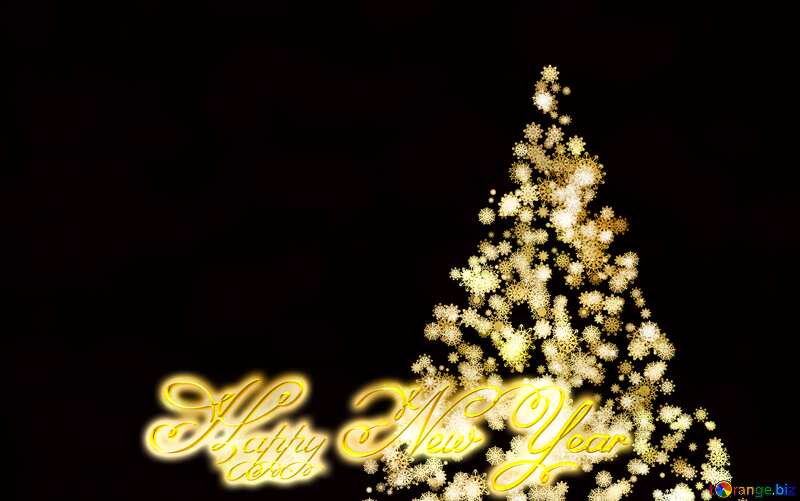 Clipart Christmas tree from snowflakes Happy New Year black background №40850