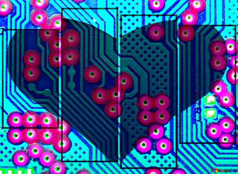 circuit electronic board lines pattern chip micro Love heart №51568