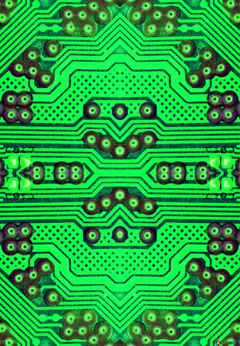 circuit electronic board micro chip green lines pattern №51568