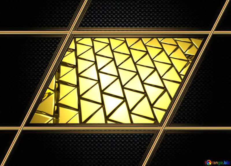3D abstract geometric volumetric triangle gold metal background Carbon Dark Frame Futuristic Lines №54502