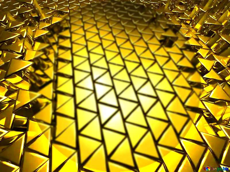 3D abstract geometric volumetric triangle gold metal background Futuristic Presentation Template Shape №54502