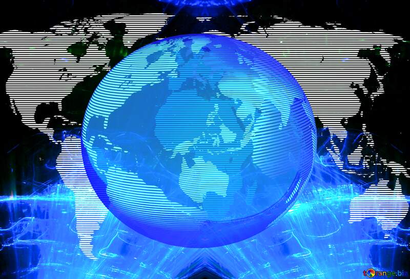 World map blue background concept global network line composition global business Modern global world earth concept planet symbol dark blue №54504