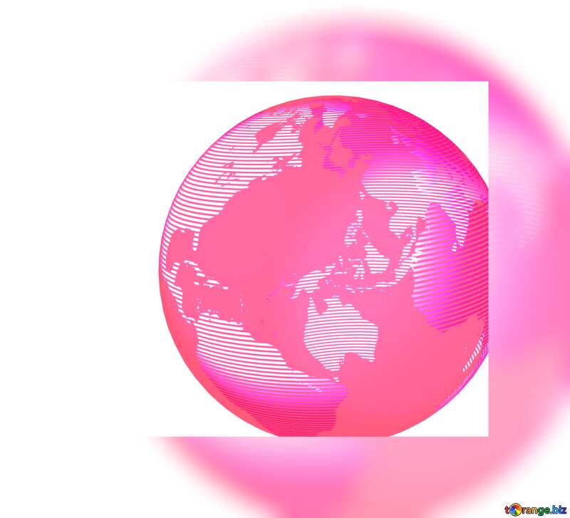 Modern global world earth concept planet symbol pink fuzzy border №54514