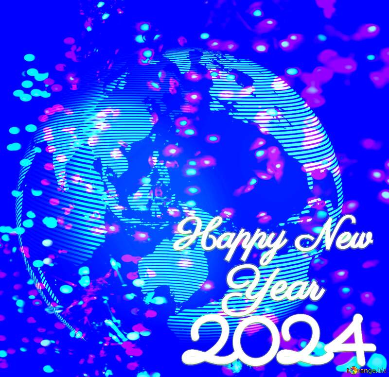Modern global world earth concept planet symbol Design Futuristic Happy New Year 2024 blue №54515