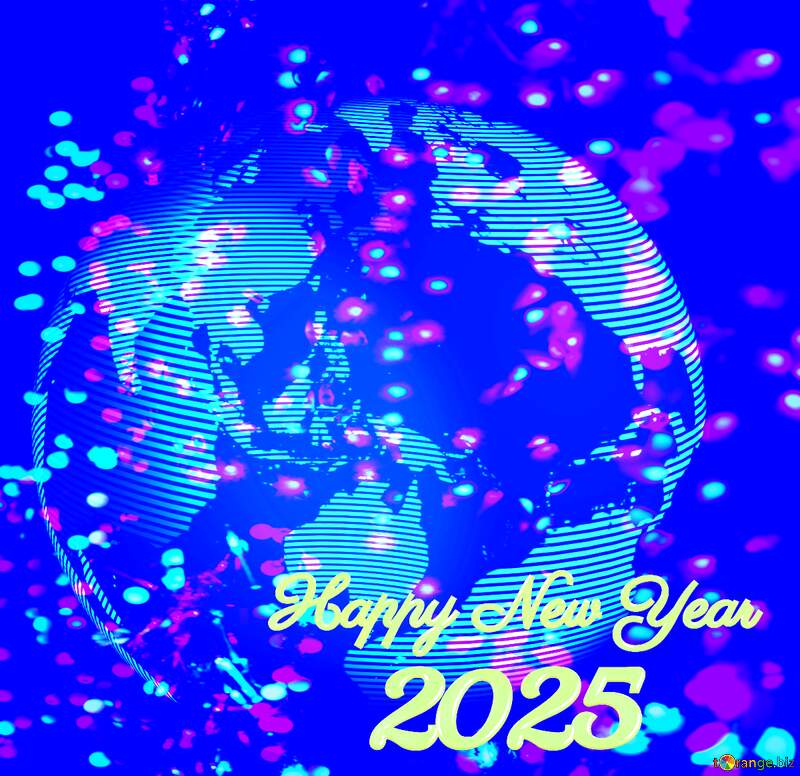 Modern global world earth concept planet symbol Design Futuristic Happy New Year 2024 blue №54515