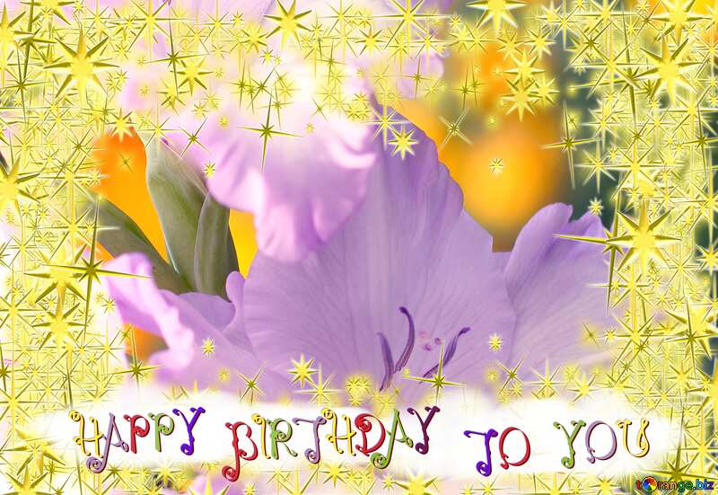 Beautiful flowers for congratulations Frame 3d gold stars happy birthday card №33743