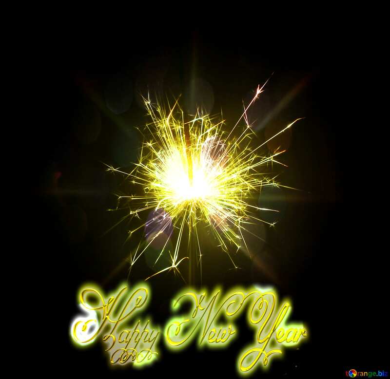 Christmas sparks text Happy New Year 3d gold №25689