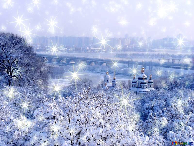 Kyiv winter  holiday twinkling stars №10579
