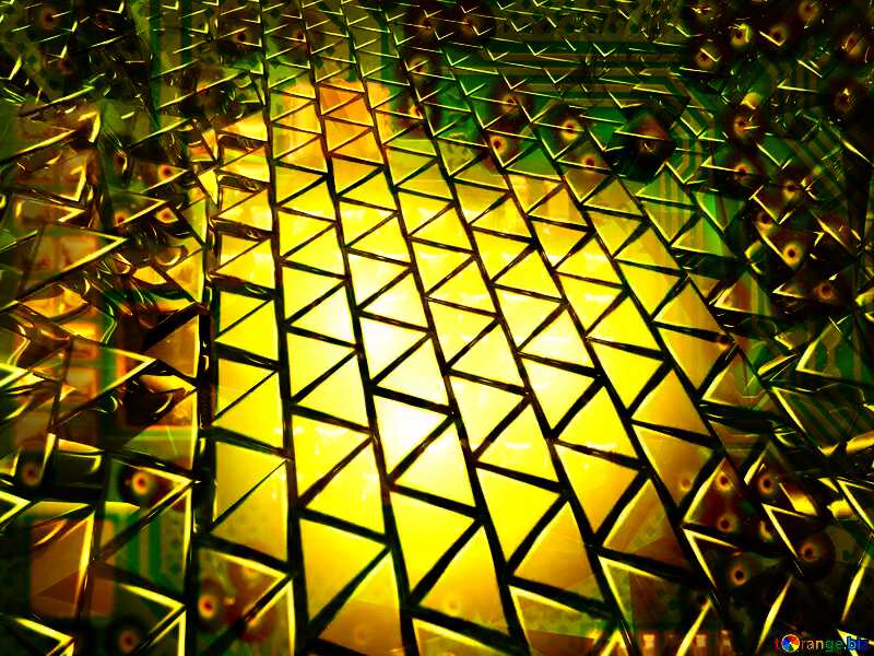 3D abstract geometric volumetric triangle gold metal background Electronic №54502