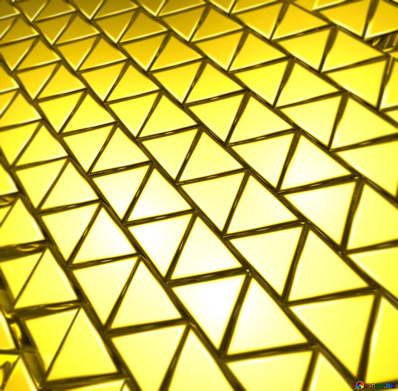 3D abstract geometric volumetric triangle gold metal background light blur №54502