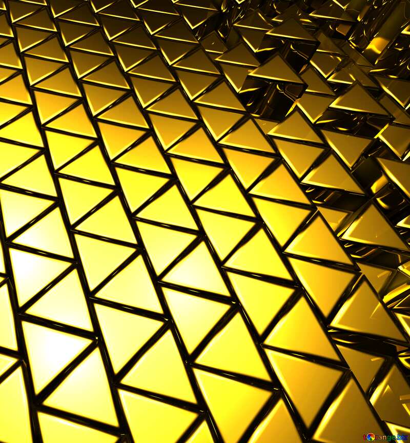 3D abstract geometric volumetric triangle gold metal background right №54502