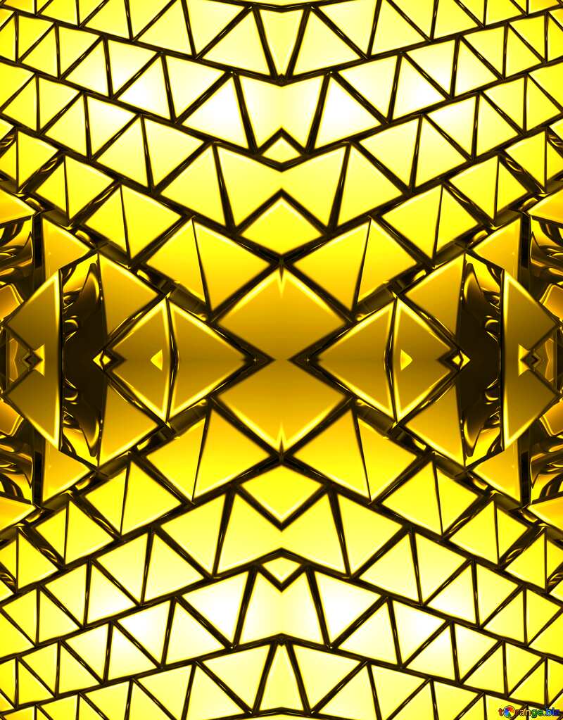 3D abstract geometric volumetric triangle gold metal background Steampunk Pattern №54502