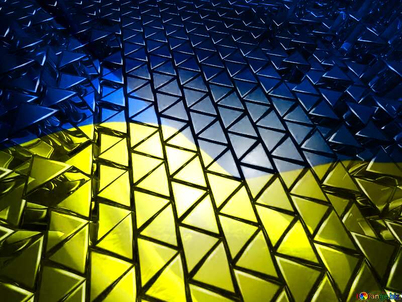 3D abstract geometric volumetric triangle gold metal background Ukraine Ukrainian №54502