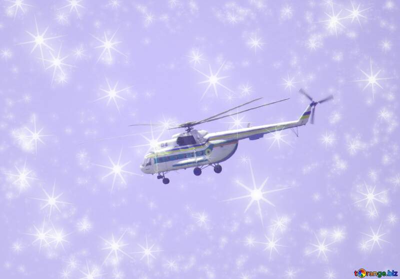 Military helicopter twinkling stars sky №44505