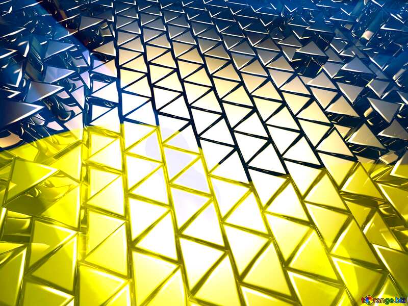 3D abstract geometric volumetric triangle gold metal background Ukraine Ukrainian Flag IT Specialist №54502