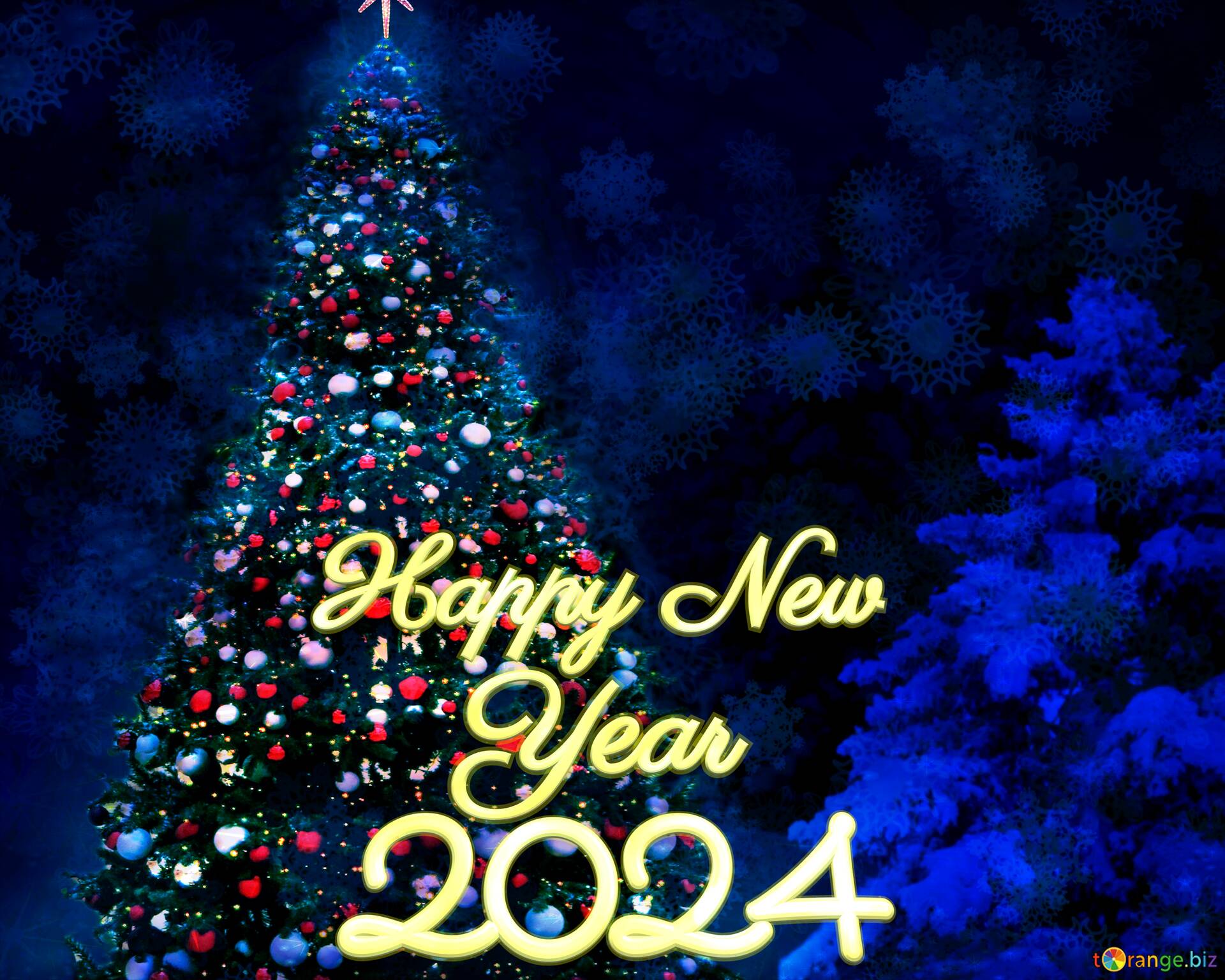 Christmas tree happy new year 2024 background №216471