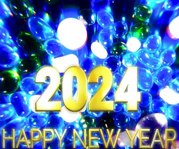 FX №216230 Blue glass Happy New Year 2024Gold