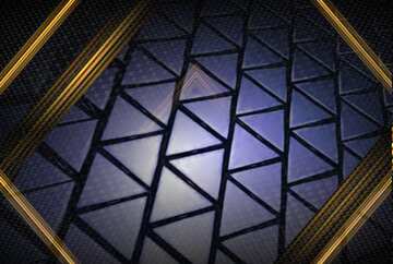 FX №216602 3D abstract geometric volumetric triangle blue metal background carbon gold geometry frame