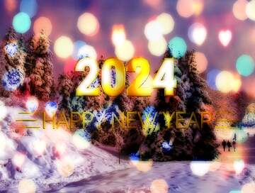 FX №216140 Christmas Tree Winter Forest happy new year 2022 blurred  background