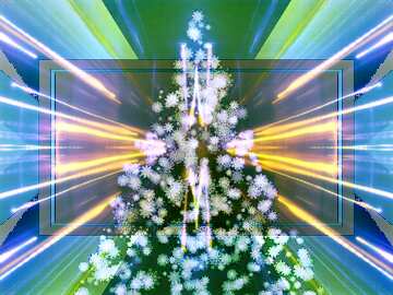 FX №216815 Clipart Christmas tree green of snowflakes Techno neon blue Lights