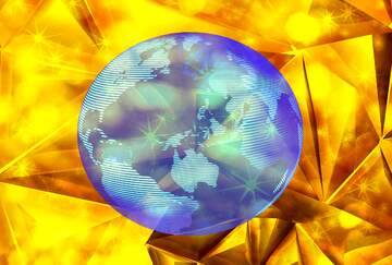 FX №216013 Polygon gold twinkling stars background Modern global world earth concept planet symbol dark blue