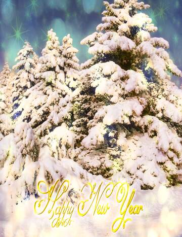 FX №216283 Snow forest Trees  Happy New Year twinkling stars background